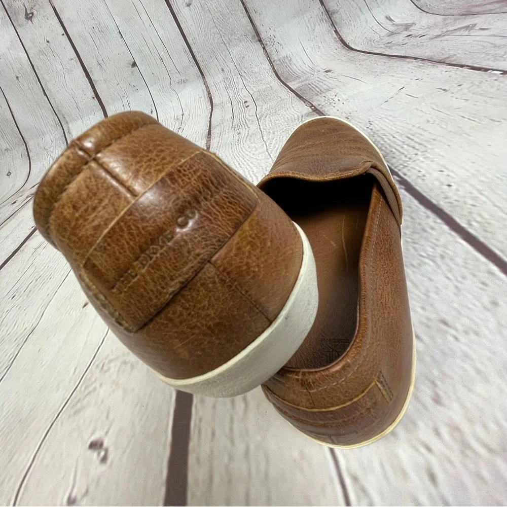 FRYE Dylan men's cognac brown leather slip-on loafer shoes, size 9.5 - Picture 6 of 15